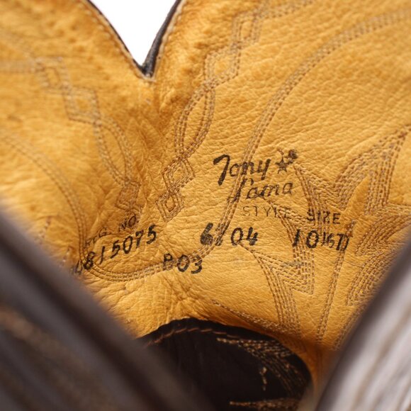 Tony Lama Brown and Black Cowboy Boots - Picture 3 of 9